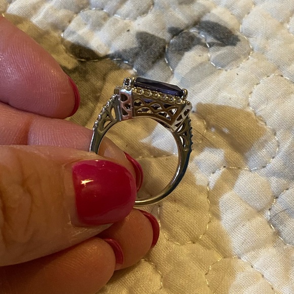 Tova Diamonique & Simulated Tanzanite Ring 925 sterling silver size 8 - Picture 3 of 9